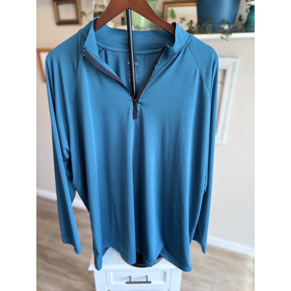 Real Essentials Teal Quarter-Zip Women's 3x‎ Long Sleeve Performance Pullover
